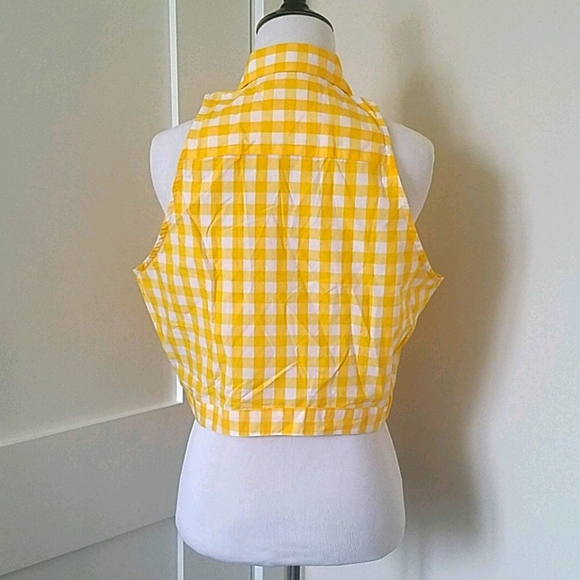 🎉HP🎉NWT Tommy Jeans Yellow/white plaid cropped top L - Picture 2 of 3